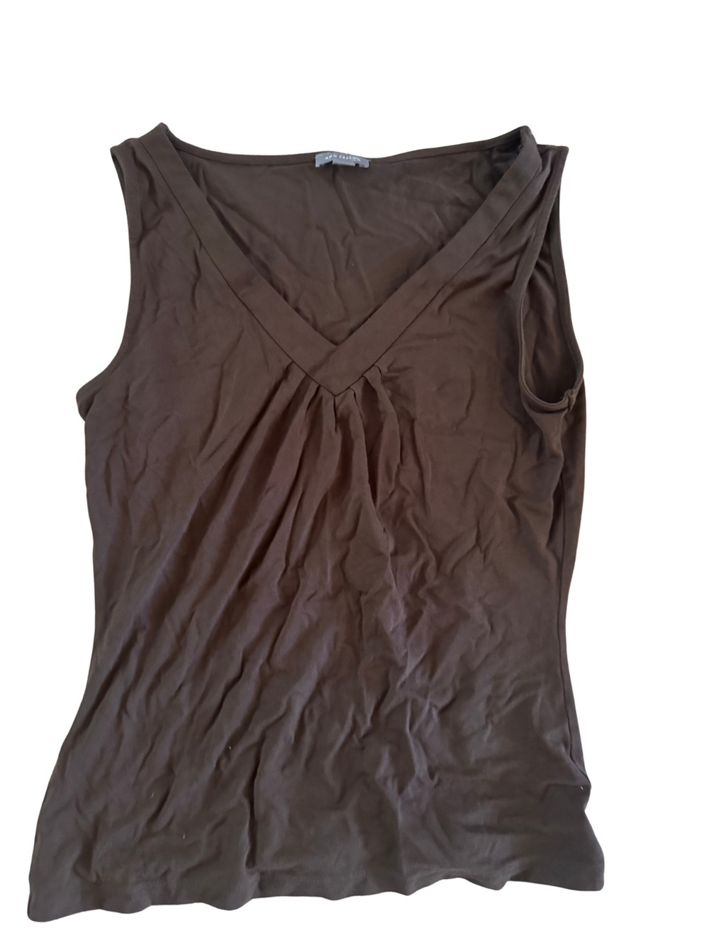 Ann Taylor Brown V-Neck Sleeveless Tank Top